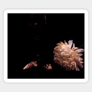 Wine, Shells, and Petals - Baroque Inspired Dark Still Life Photo Sticker